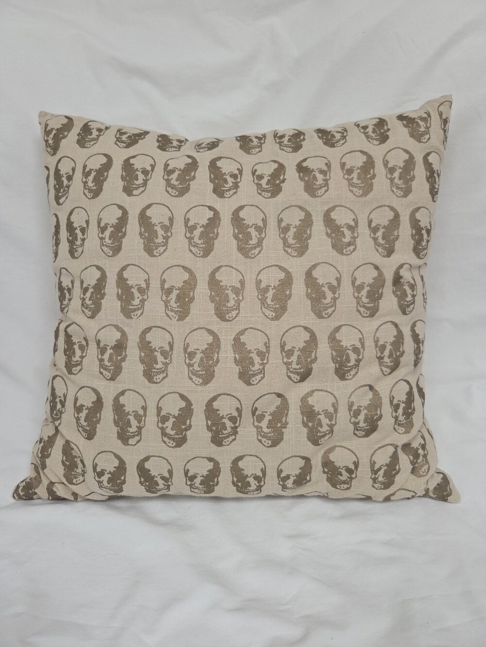 Magaschoni Home Gold and Cream Skull Print Pillow